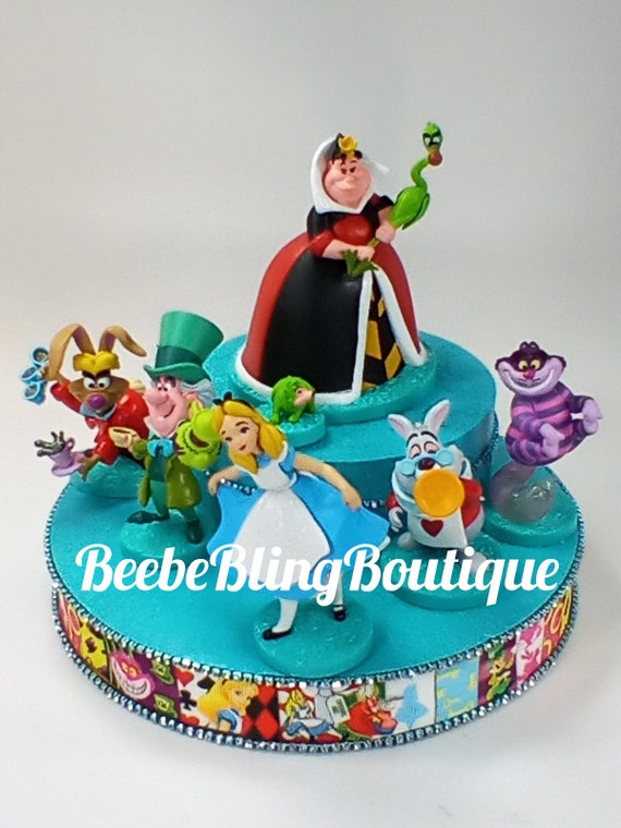 Alice in Wonderland Cake Topper Alice in Wonderland Decoration Personalized  Cake Topper Custom Cake Topper 3D Cake Topper 