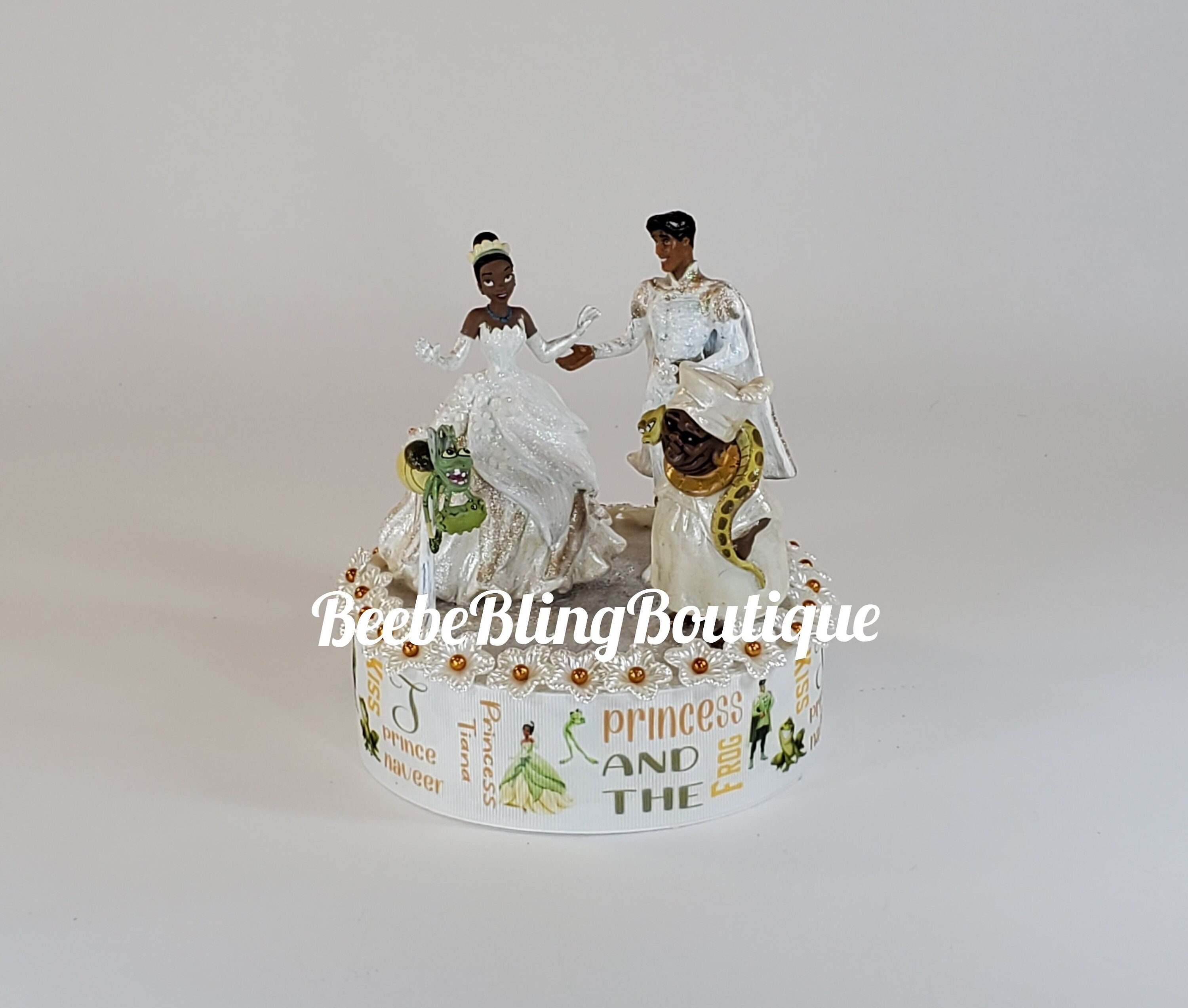 Disney Princess and the Frog cake topper Tiana Prince Naveen grandma Oddie centerpiece decorations A great keepsake for your