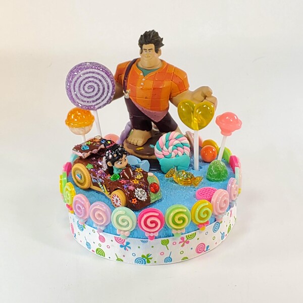 Disney Wreck it Ralph cake topper.  Ralph and Vanellope car centerpiece decoration.  A great keepsake for your memories.  Not fondant!