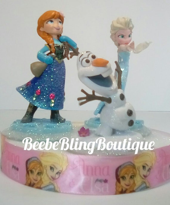 Disney Frozen Cake Topper Elsa And Anna And Olaf Centerpiece Etsy