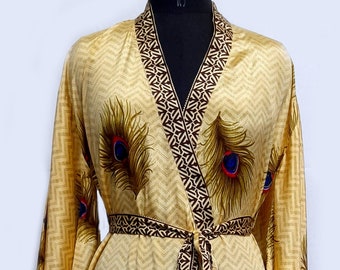 Silk Robe, Robes for Women, Silk Dressing Gown, Long Dressing Gown, Long Silk Robe,Cozy  Bathrobe with Plush Texture