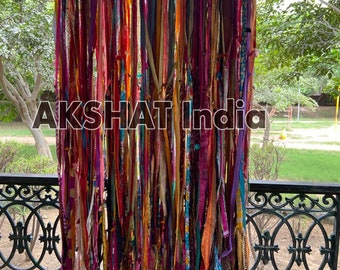 Ribbon curtain/ Fly curtain - Spring colours, Made to measure: Decorative/ fly curtain/ insect screen/ bed head/  Backdrop, Fringe Backdrop