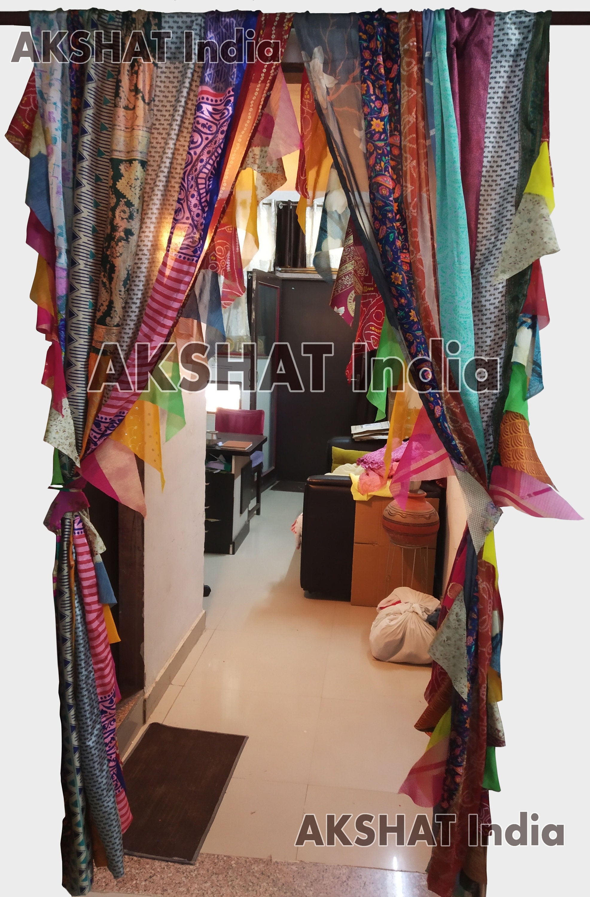 Tenda con arazzo in stile indiano mandala, tende in stile boho per porte, tende con arazzo