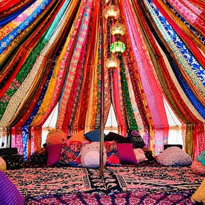 Handmade Ethnic Sari Canopy, Wedding Garden Decor