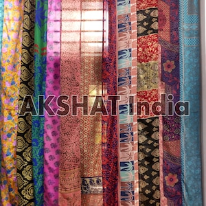 Indian Vintage Old Silk Sari Fabric Handmade Curtain Door Window Decor Up cycled Curtain Home Door Window Curtain