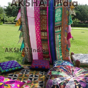 Rideau indien boho saree rideaux | rideaux patchwork faits à la main pour la décoration de fenêtre boho chambre hippie | décor de yoga de rideaux à baldaquin de lit