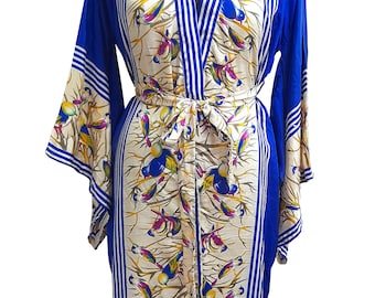 handmade  authentic silk kimono - length ,long silk kimono,bohemian silk robe, long silk kimono,authentic kimono,Women silk robe,