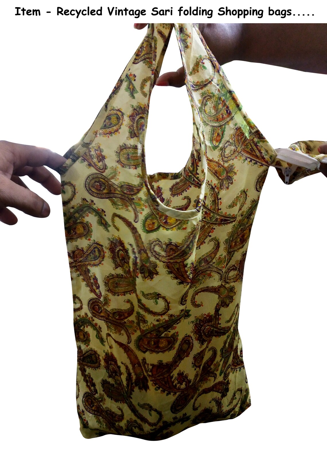 Recycled Sari Shopping Bag on a Keyring Carry with you Gift Etsy