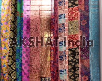 Cortina de ventana, tratamiento de ventana seda Sari Boho cortina hippie india cortina, cortinas Boho, cortinas de retazos, cortina de sala de estar