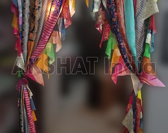 Multicolour Curtain Vintage Home Door Window Stiched Curtain Vintage Old Silk Sari Fabric Made Handmade Curtain Door Window Decor Curtain