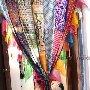 Wholesale Lot of Indian Vintage Old Silk Sari Multi color Handmade Patchwork Curtain Door Drape Window Home Decor Recycled Curtain