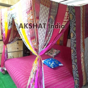 Indian canopy &quot;boho princess&quot; bed canopy | bohemian wedding decor - Indian saree baldachin | hippie decor - meditation room - glamping