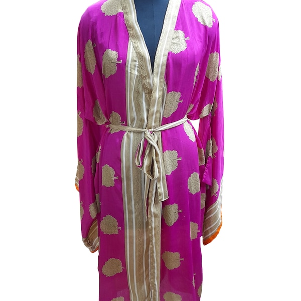 Mangas de kimono de bata de seda, bata de satén corta elegante - Idea de regalo perfecta Bata de preparación - Vestido largo hasta el suelo, bata larga, bata de boda