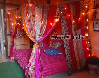 Boho canopy Bed Hippie,Bohemian Hippy wall Decor curtain ,photo backdrop ,Fringe festival,made to order, Garden meditation room