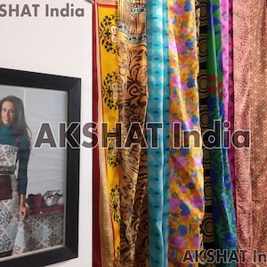 Handmade Patchwork Curtain,Indian Vintage Old Silk Sari Multi color  Door Drape Window Home Decor Recycled Curtain