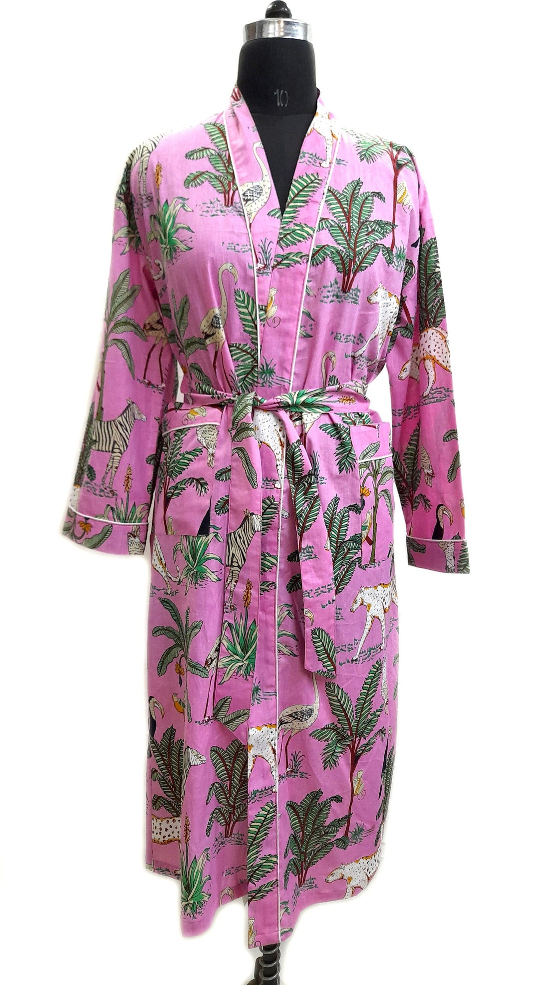 Leopard Animal Print Cotton Robe Pure Cotton Hand Block Print Etsy