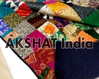 PATCHWORKQUILT with filling  Indian VintageThrow Blanket Cotton BedcoverHandmade BohemianCoverlets Queen Twin size Bedspread Quilts For Sale
