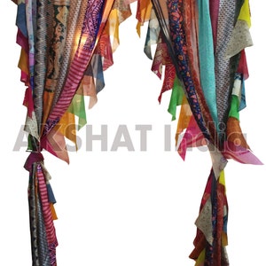 Wholesale Lot of Indian Vintage Old Silk Sari Multi color Handmade Patchwork Curtain Door Drape Window Home Decor Recycled Curtain