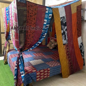 Sari Canopy,Boho Sari Canopy,Indian Sari Bed Canopy,Bohemian Canopy,Vintage Sari Canopy,Colorful Sari Bed Canopy,Gypsy Sari Canopy
