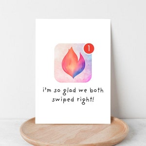 Tarjeta de San Valentín inspirada en Tinder, divertida tarjeta de aniversario imprimible para novio, novia, esposo, esposa, pareja