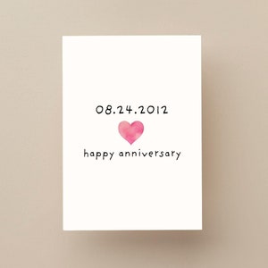 Tarjeta de aniversario minimalista personalizada para parejas, dulce tarjeta de felicitación imprimible, amor para la esposa, para el esposo, para él, para ella, cita