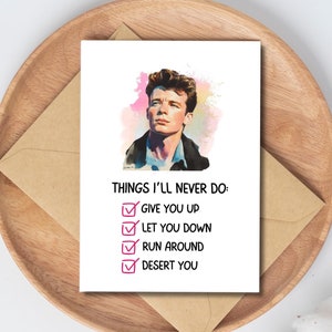 Rickroll Rick Astley Scan QR Surpresa Engraçado Cartão de Aniversário para Ele Comédia Mensagem Oculta Vídeo