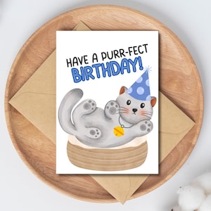 Carte d'anniversaire chat amusante avec vidéo code QR et jeu de mots avec les animaux