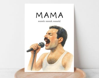 Mother’s Day Card Bohemian Rhapsody Theme Design Happy Mother’s Day Mom Queen DIY Card Instant Download PDF