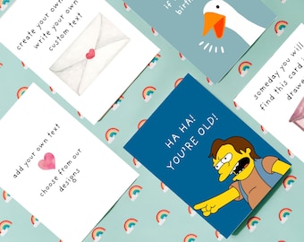 Customizable Birthday Card: Choose From Our Designs Add Your Own Personalized Text (Digital Download)