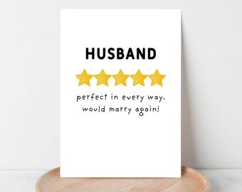 Funny Husband Anniversary Card: 5-Star Review, Spouse (Digital Download)