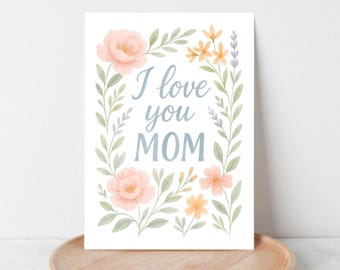 Mother’s Day Card Printable Template Happy Mother’s Day Mom Floral Design DIY Card Instant Download PDF
