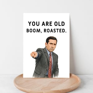 Boom Roasted The Office Michael Scott Meme Cartão de aniversário engraçado para namorado Presente para namorada ou esposa Download digital PDF para impressão