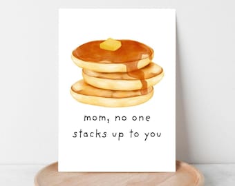 Printable Funny Mother’s Day Card DIY Happy Mother’s Day Mom Card Pancakes Instant Download PDF