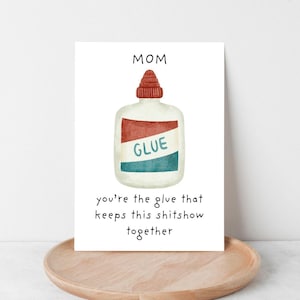 Cartão engraçado para o Dia das Mães, para imprimir, Feliz Dia das Mães, Cartão DIY, Cartão para Mãe com Cola, Download instantâneo em PDF