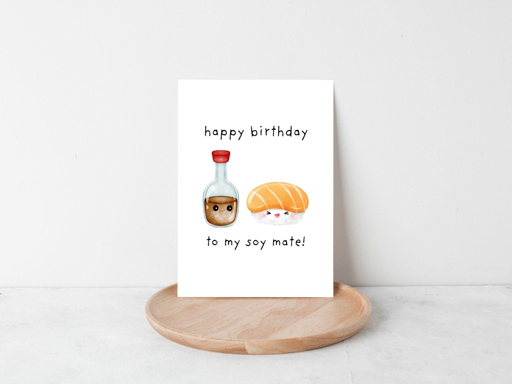 Happy Birthday to my Soy Mate | Funny Birthday Card for Boyfriend Gift for Girlfriend or Wife Digital Download Printable PDF