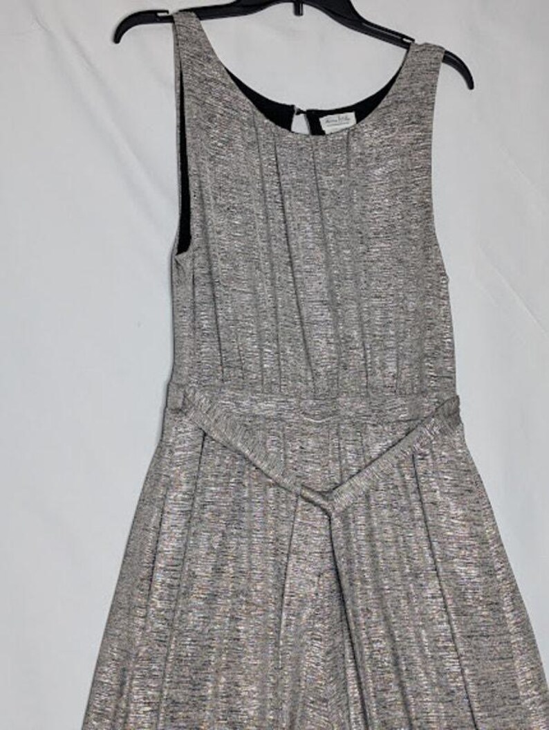 ANTHROPOLOGIE Meadow Rue Womens Alchemist Jumpsuit Metallic Silver Stretch M image 4