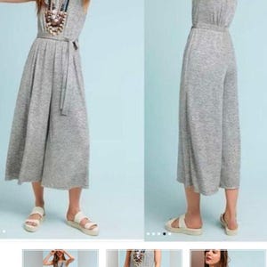 ANTHROPOLOGIE Meadow Rue Womens Alchemist Jumpsuit Metallic Silver Stretch M image 2