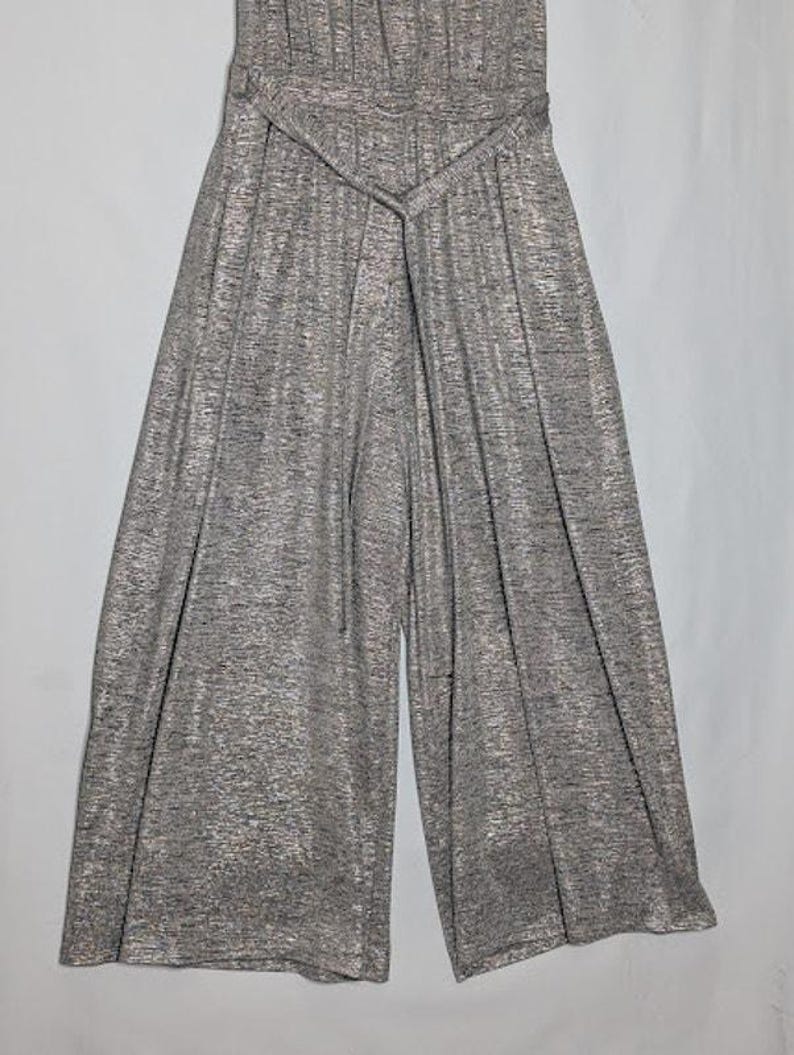 ANTHROPOLOGIE Meadow Rue Womens Alchemist Jumpsuit Metallic Silver Stretch M image 3