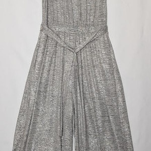 ANTHROPOLOGIE Meadow Rue Womens Alchemist Jumpsuit Metallic Silver Stretch M image 1