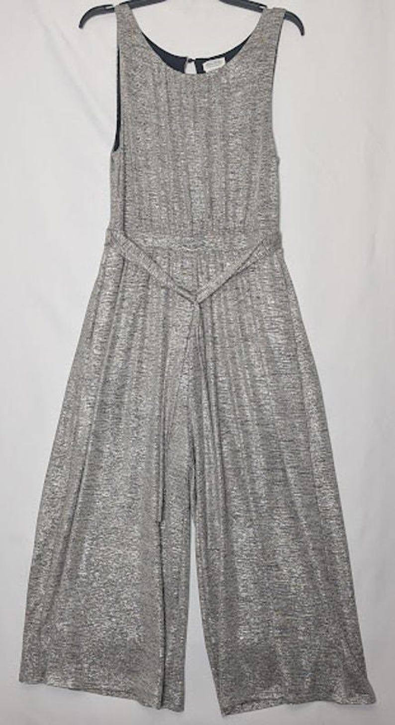 ANTHROPOLOGIE Meadow Rue Womens Alchemist Jumpsuit Metallic Silver Stretch M image 1