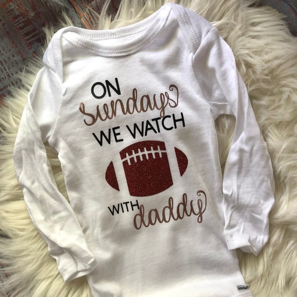 On Sundays We Watch Football with Daddy Sparkling Football Bodysuit