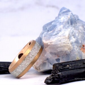 8mm gebürstet Rose Gold Silber Meteorit Ring Wolframring Wolfram Ehering Meteorit Ring Rosegold Ring Silberring