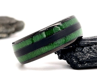 Green Jade Wood Black Tungsten Ring, 8mm Black Tungsten Ring, Tungsten Wedding Ring, Black Tungsten Ring, Black Wedding Ring, Tungsten Ring