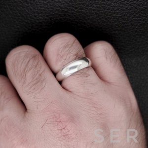 Sterling Silver Wedding Band, 6mm Polished Sterling Silver Ring, Sterling Silver Wedding Band