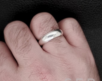 Sterling Silver Wedding Band, 6mm Polished Sterling Silver Ring, Sterling Silver Wedding Band