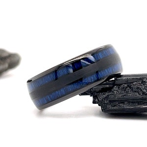 Blue Wood Black Tungsten Ring, 8mm Black Tungsten Ring, Tungsten Wedding Ring, Black Tungsten Ring, Black Wedding Ring, Tungsten Ring
