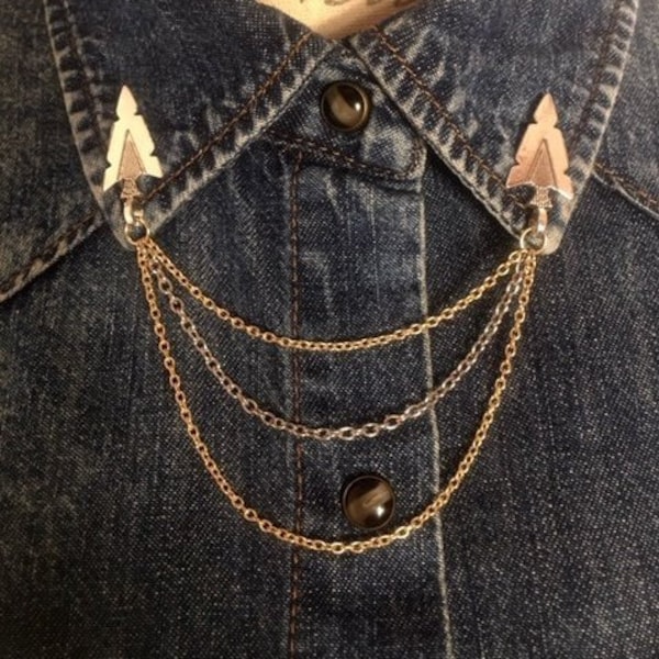 Silver Arrow Head Collar clip with gold and silver chains
