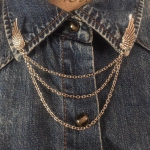 Silver Bird Wings Collar Clip