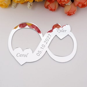 20pcs/lot 10cm Infinity Symbol Acrylic Mirror Tags Robes de mariée Accessoires de mariage Signe commémoratif