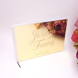 25x18cm Custom Horizontal Acrylic Mirror Cover Guest Book Personalized Engagement Party Decoration Wedding Party Gift